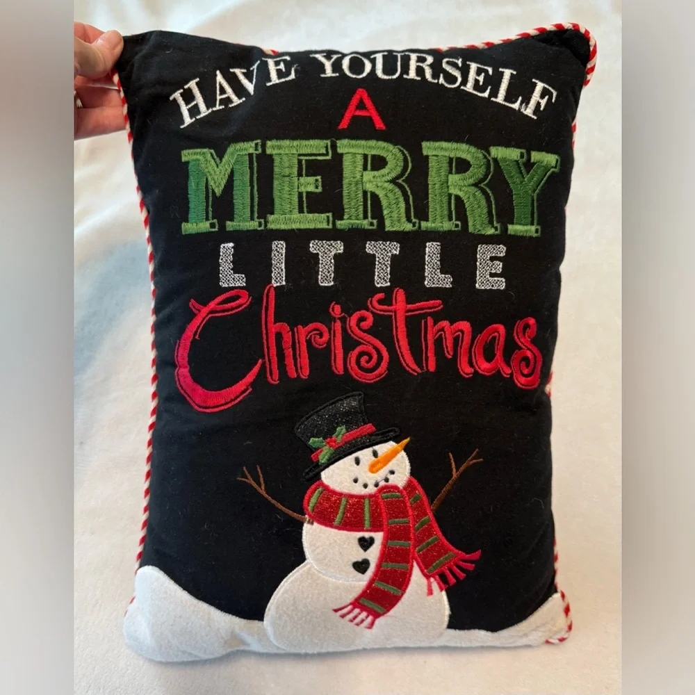 Christmas Snowman Throw Pillow - Have Yourself a Merry Little Christmas- 16x12”